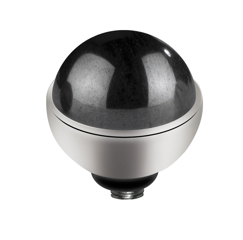MelanO hematite/ss interchangeable 8mm gem - Ellimonelli