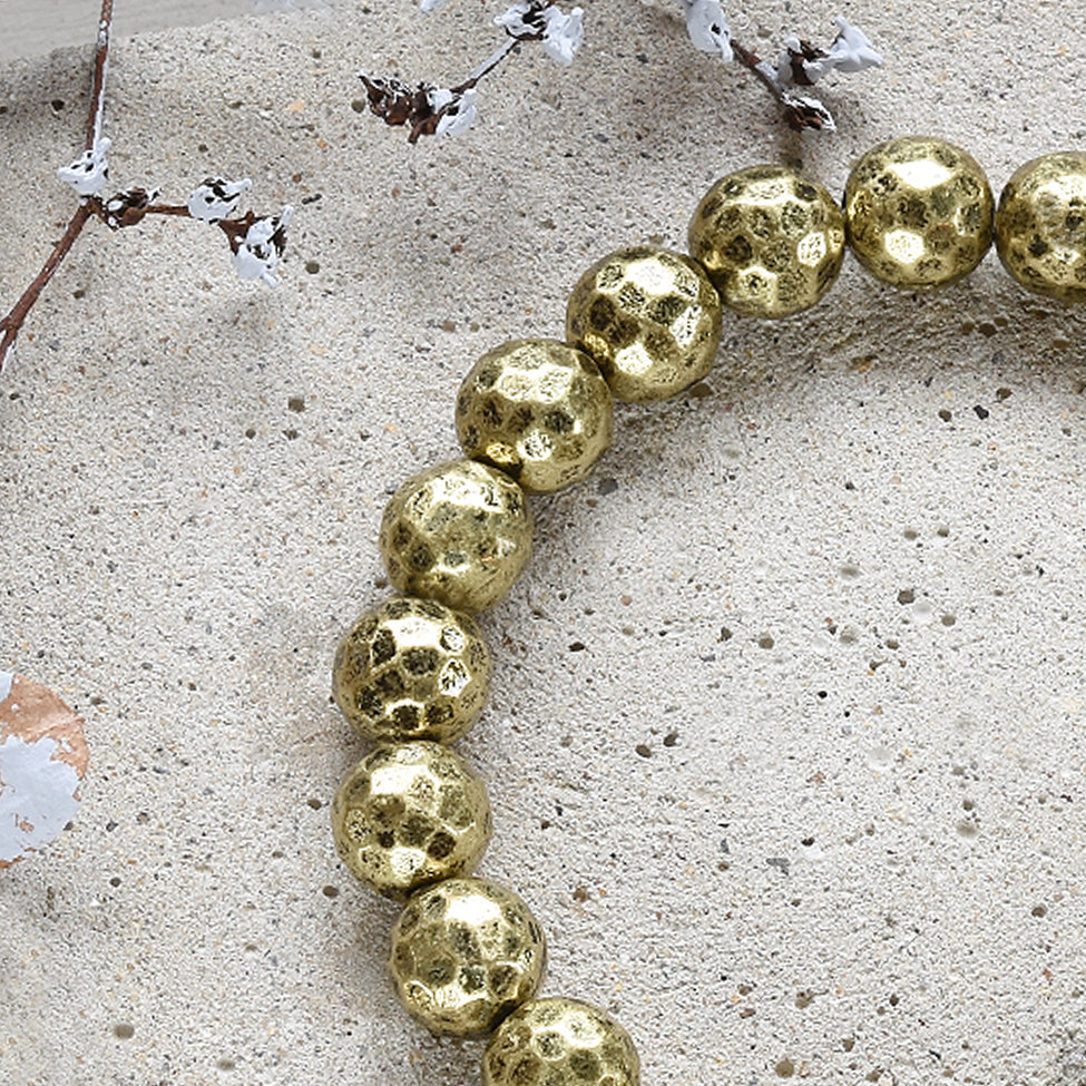 Tutti antique gold finish dimpled beaded bracelet - Ellimonelli
